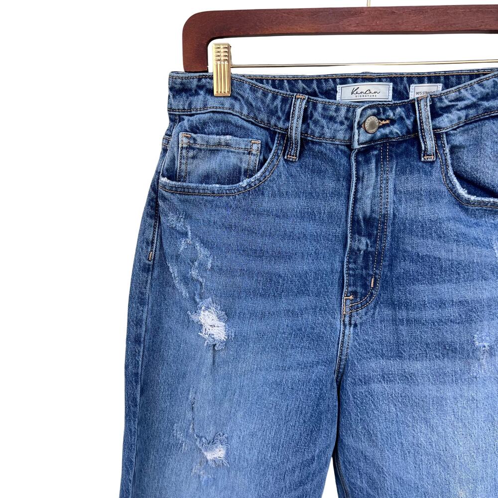 KanCan Signature 90s Straight High Rise Distressed Blue Jeans 28 Vintage Y2K - Picture 4 of 10